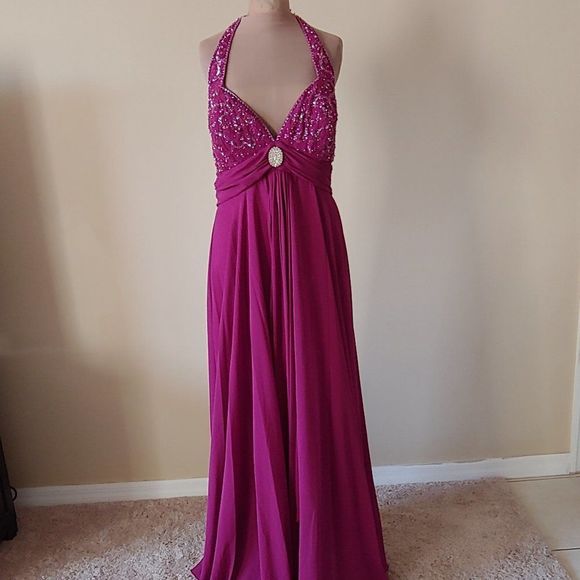 (3) NWT Beautiful Fuchsia Long Gown by Wow Style 8034 - Picture 5 of 5